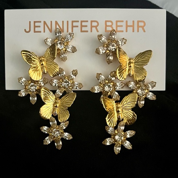 NWT Jennifer Behr Butterfly Crystal Gold Earrings - Picture 4 of 7